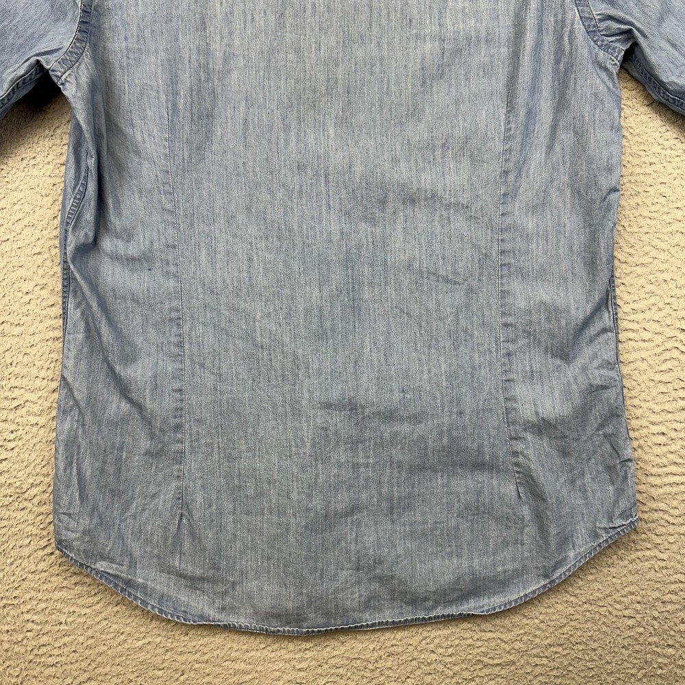Hawes & Curtis Shirt Mens Medium Blue Chambray Button Down Slim Fit Long Sleeve - Picture 12 of 13